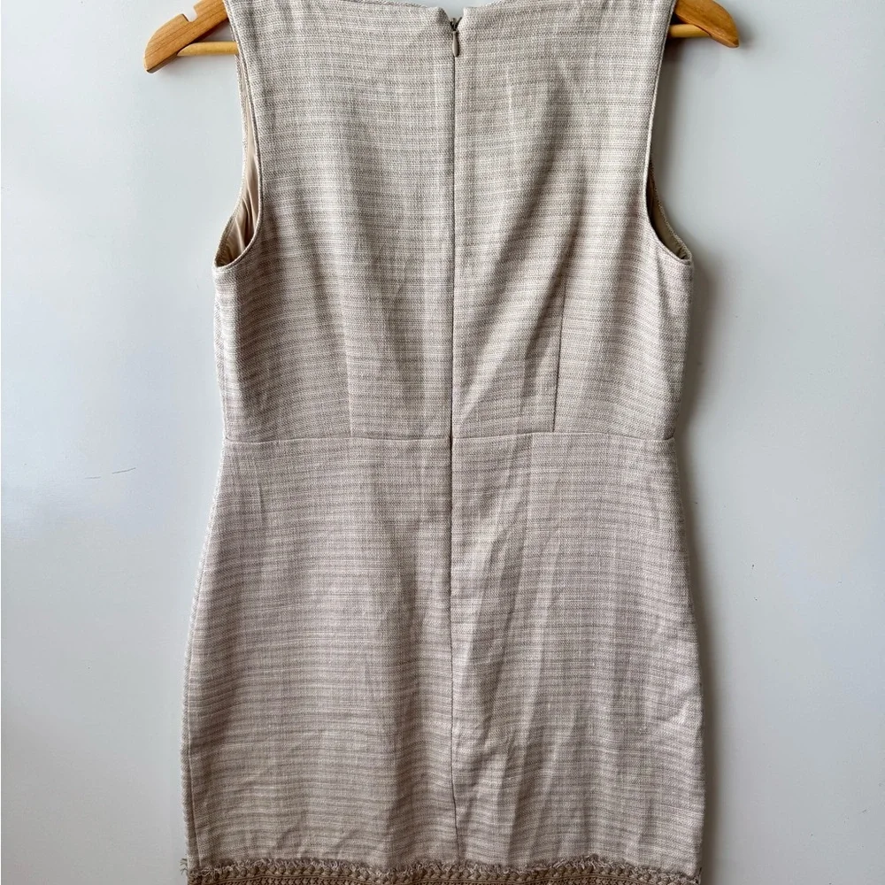 White House Black Market‎ Tan Sheath Dress V-Neck Sleeveless Size 4